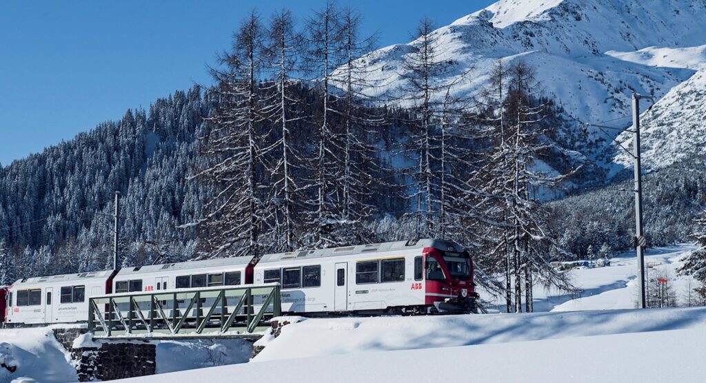 ABB branded Rhaetian Railway train