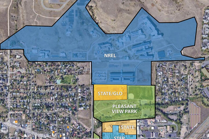 The planned Glo Park will be immediately south of the NREL campus, while STEP is further south.