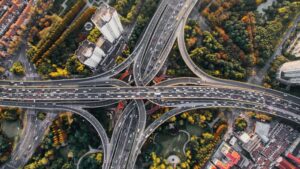 aerial photography of concrete roads