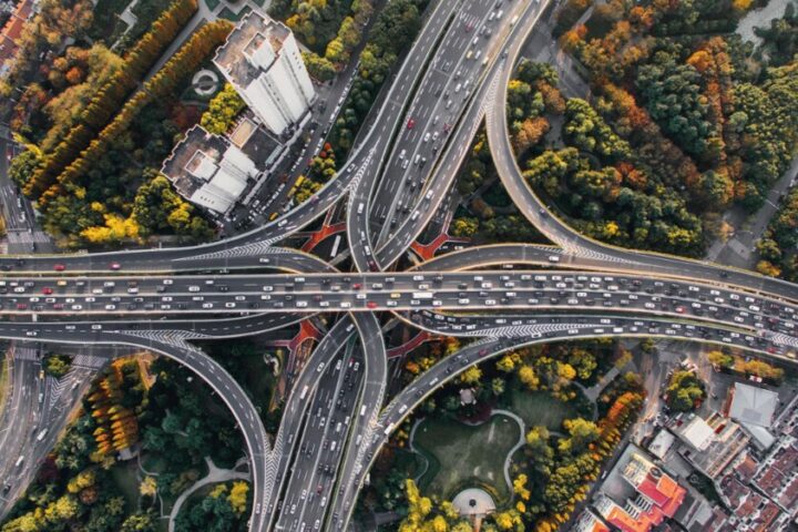 aerial photography of concrete roads