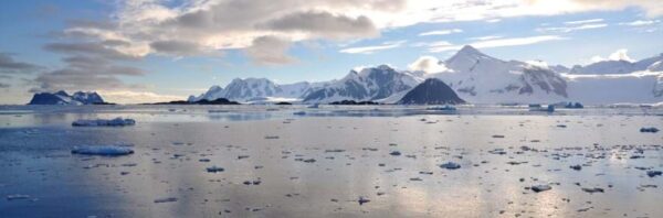 The mountainous and icy coastline