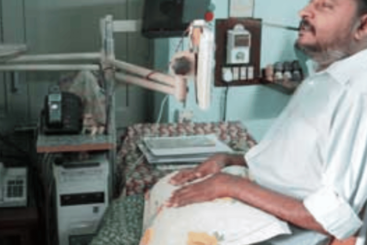 M P Anil Kumar at his desk at the Paraplegic Rehabilitation Centre in Pune. Photo Source Seema Pant