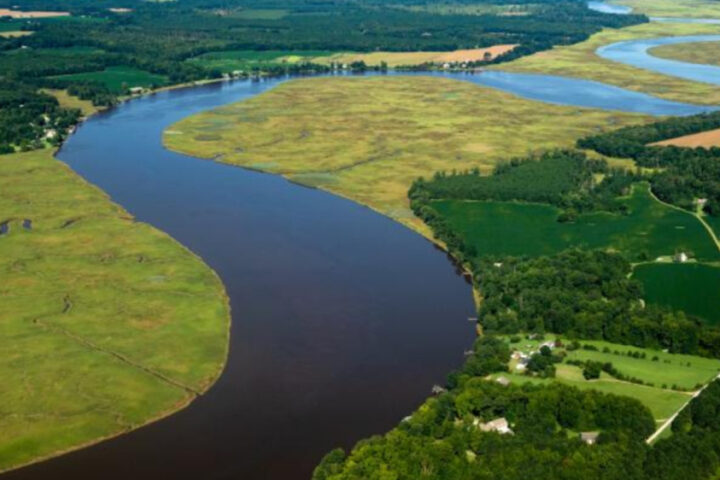 The Mattaponi River snakes through King and Queen County, Virginia