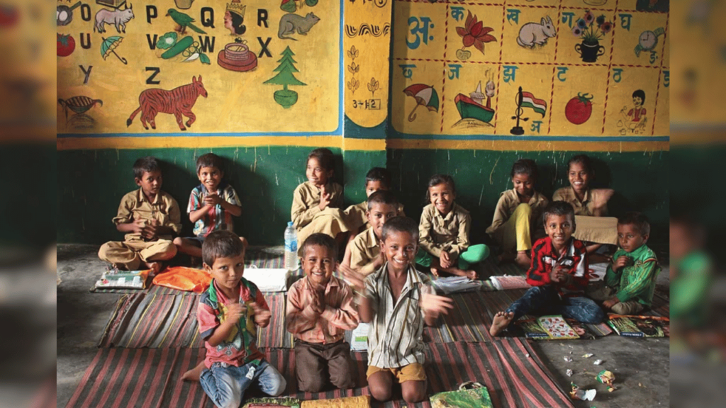 Kids in class, India,