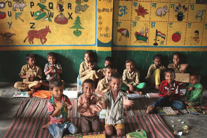 Kids in class, India,