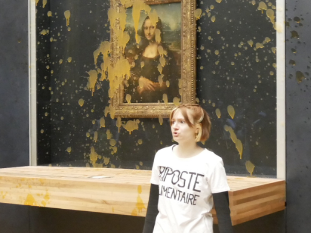 Iconic Mona Lisa survives a soup attack at the Louvre as French agricultural protests escalate.