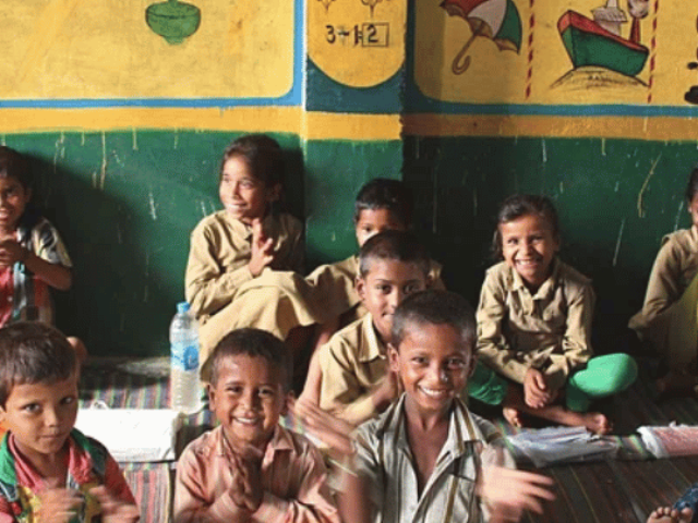 Kids in class, India,