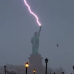 Statue of Liberty Hit by Lightning Bolt