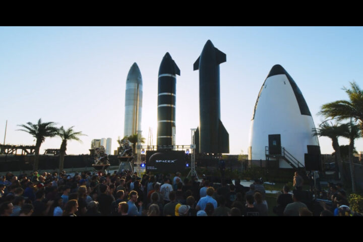 ElonMusk Addresses the Crowd during a talk at Starbase