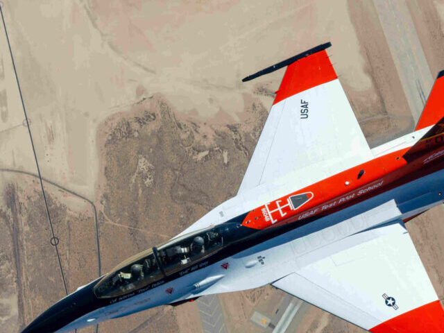 The X-62 Variable In-Flight Simulator Test Aircraft (VISTA) flies in the skies over Edwards Air Force Base, California, Aug. 26, 2022. (Air Force photo by Kyle Brasier)