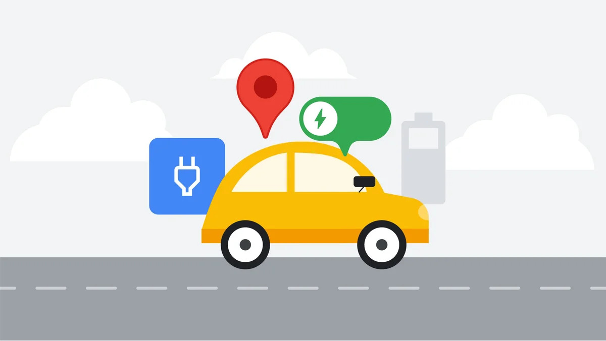 Google Maps now simplifies longer EV trips with visible charging stations.(Source: Google)