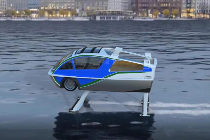 Trident LS-1 - The World’s First Hydrofoil Electric Car-Boat. ( Source: Poseidon AmphibWorks Corporation )