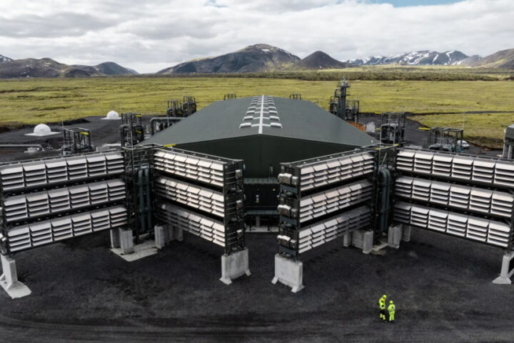 Mammoth, the world’s largest direct air capture and storage plant, is designed for a nameplate capture capacity of up to 36,000 tons of CO₂ per year. Photo Credit: Climate Works