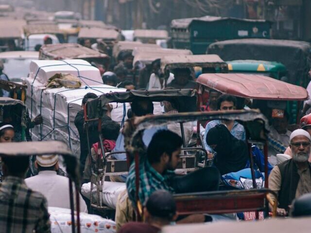 People commuting on the streets.