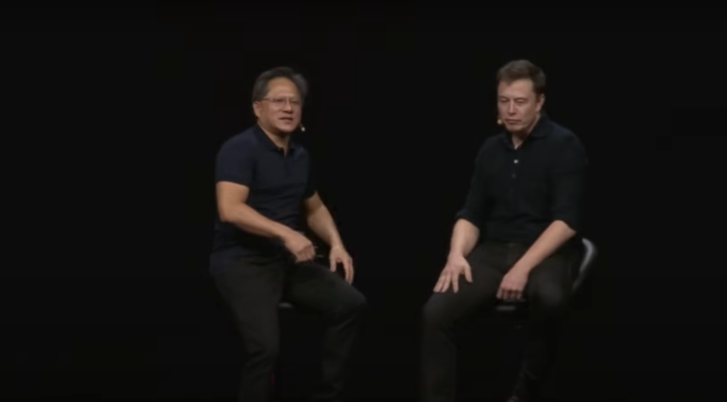 Elon Musk and Nvidia's CEO sitting Together
