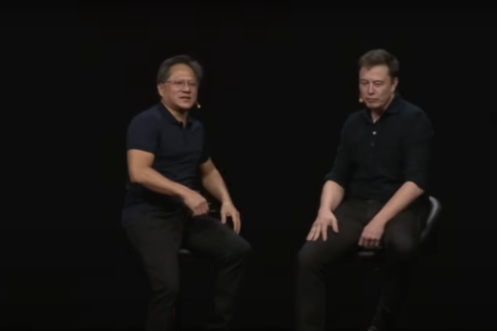 Elon Musk and Nvidia's CEO sitting Together