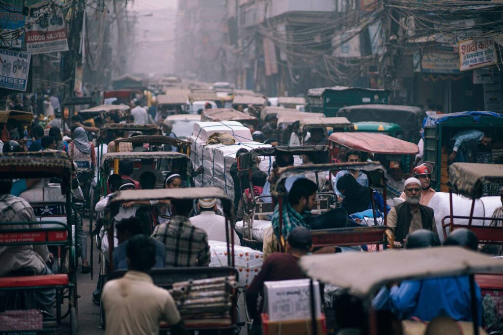 People commuting on the streets.