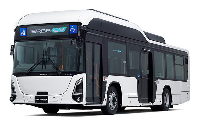 Short wheelbase, urban model) of the battery EV route bus "ERGA EV."-Photo Credit ISUZU