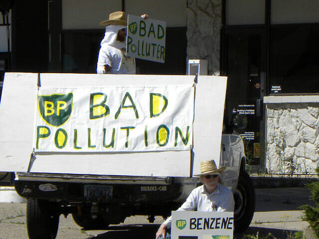 Protest against oil company BP and their still leaking oil in the Gulf of Mexico BP Bad Pollution Photo Credits : Fibonacci Blue