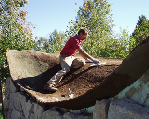 Dr. David Stone working with Ferrock material, Photo Source- University of Arizona