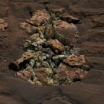 These yellow crystals were revealed after NASA’s Curiosity happened to drive over a rock and crack it open on May 30. Using an instrument on the rover’s arm, scientists later determined these crystals are elemental sulfur — and it’s the first time this kind of sulfur has been found on the Red Planet.