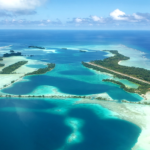 An aerial view of Palmyra Atoll, where animal tracking data, now being studied by NASA Marine Study's Internet of Animals project, was collected using wildlife tags by partners at The Nature Conservancy, the U.S. Geological Survey, the National Oceanic and Atmospheric Administration, and several universities.