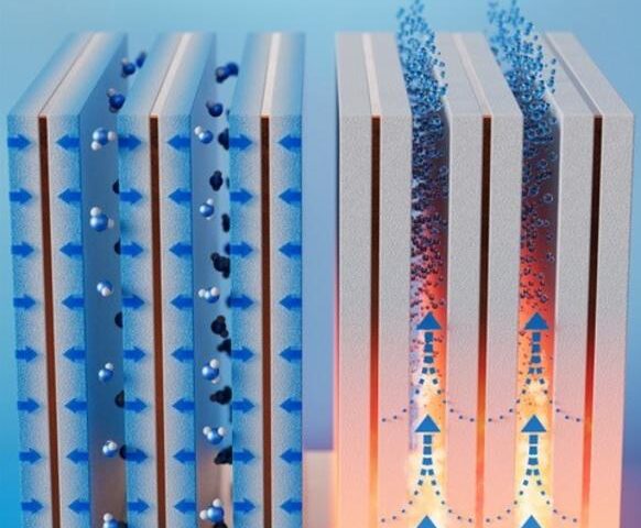 A simple, compact system first collects moisture from the air (left) and then releases the trapped liquid (right) when heated, which results in potable water. ( Credit: Xiangyu Li )