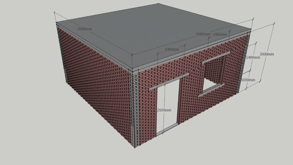 Scale model of a house with walls made from recycled concrete and a natural-fiber-reinforced composite element comprised of wood and recycled concrete as the story floor. The recycled concrete is based on rice-husk ash as a cement substitute and aggregates from concrete/masonry waste instead of gravel. Photo Credit: (Fraunhofer WKI)