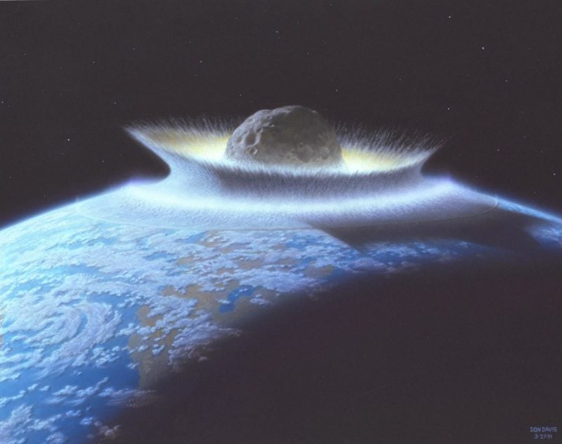 A catastrophic asteroid impact with the Earth.