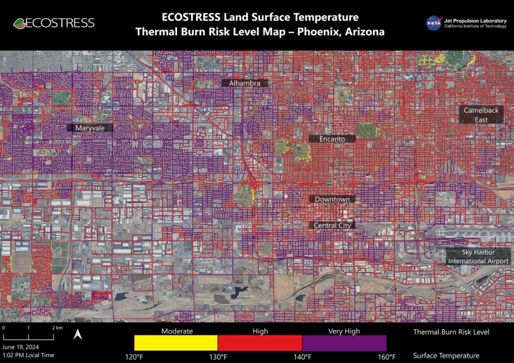 NASA’s ECOSTRESS Maps Burn Risk Across Phoenix Streets Photo Credits : NASA