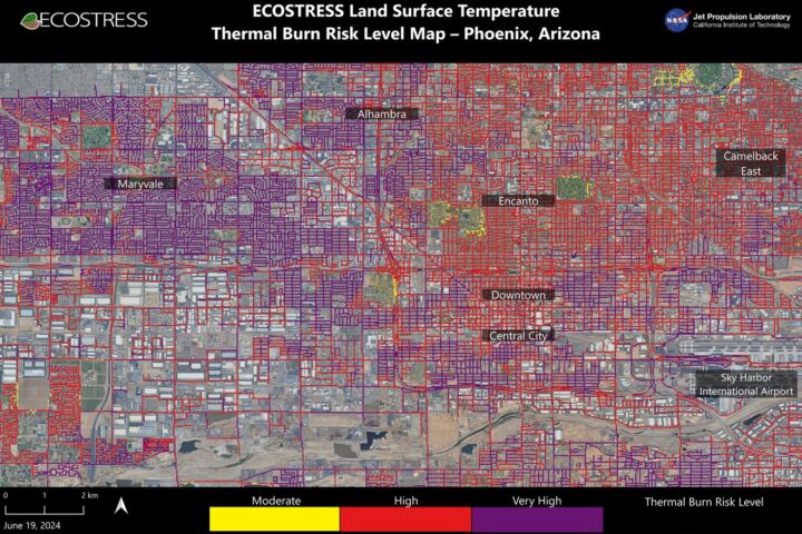 NASA’s ECOSTRESS Maps Burn Risk Across Phoenix Streets Photo Credits : NASA