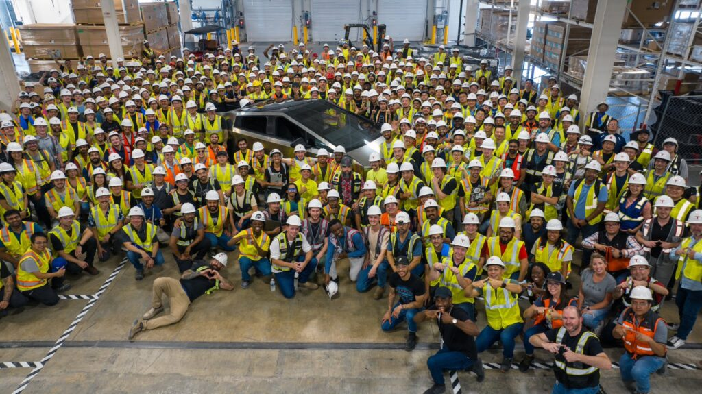 Group Photo with Tesla's First Cybertruck