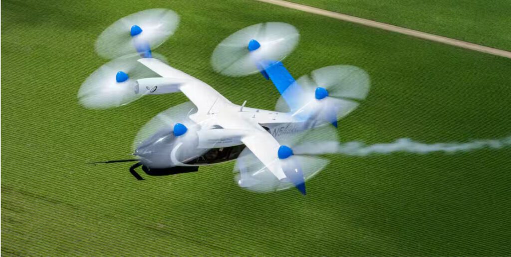 On June 24, 2024, Joby’s hydrogen-electric technology demonstrator aircraft completed a 523-mile flight above Marina, California, with no in-flight emissions except water. Photo Credits : Joby Aviation