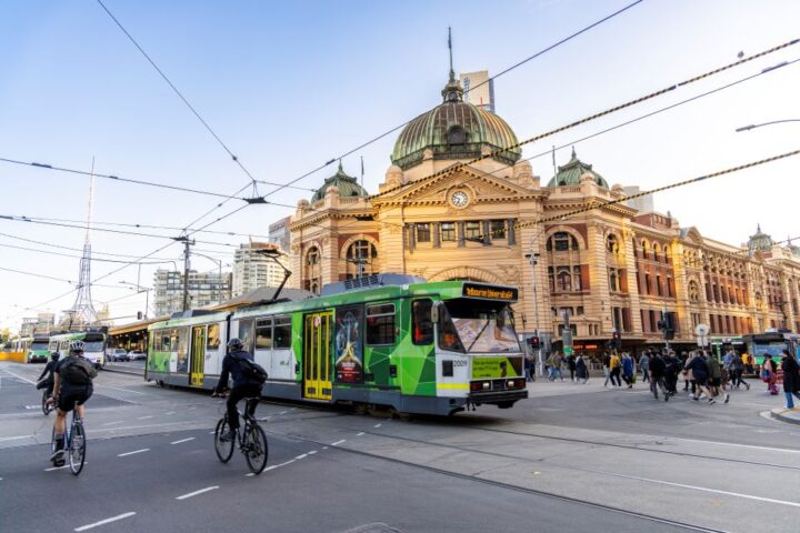Melbourne tram in action.