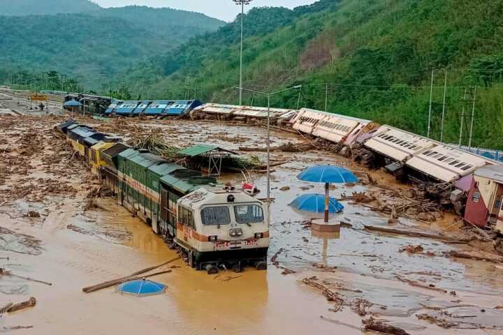 Flooded railway station, Assam Floods 2022