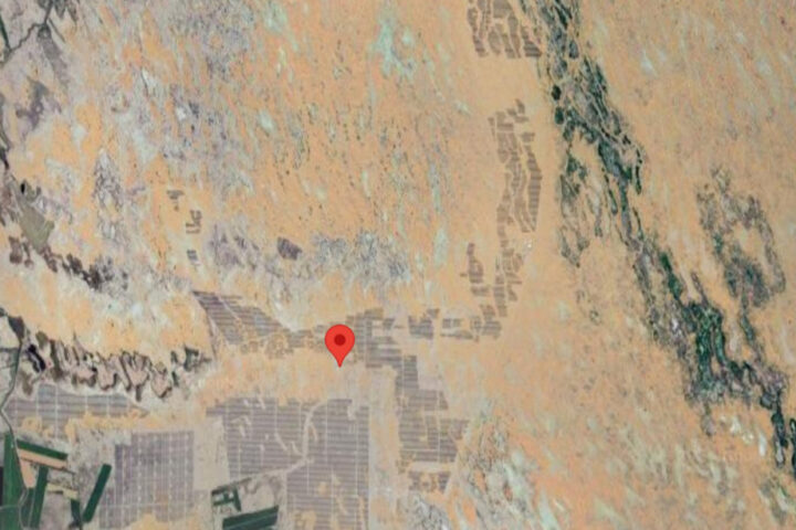 Satellite view of World’s Largest Solar Plant Midong District, Ürümqi, Xinjiang, China.