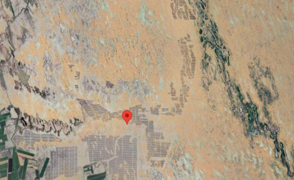 Satellite view of World’s Largest Solar Plant Midong District, Ürümqi, Xinjiang, China.