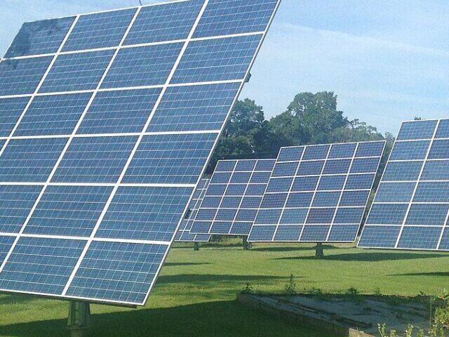 This is a solar cell panel array in Manchester, Vermont, USA. Photo Credits: Mark Buckawicki (CC0 1.0 Universal)