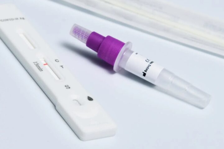 Rapid Antigen Test Kit on a Flat White Surface.