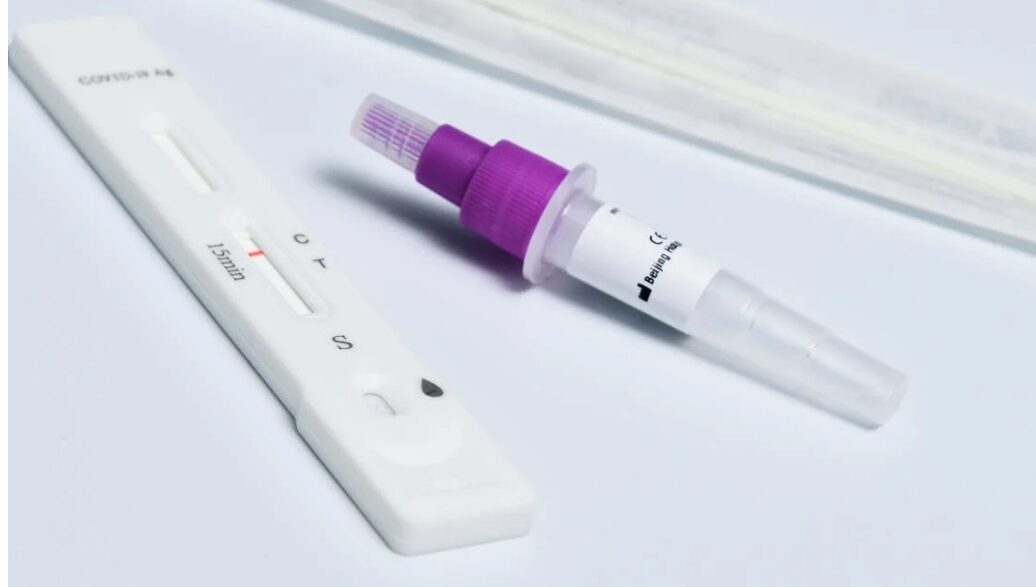 Rapid Antigen Test Kit on a Flat White Surface.