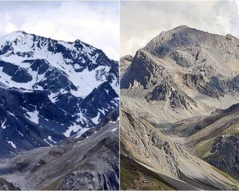 Om Parvat's mountain Snow Disappears for the First Time in History.