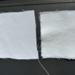 A chalk-based coating attaches to various commercially available textiles, including cotton and synthetic fiber, to create cooling fabrics, such as the treated synthetic material (right) that’s brighter than the untreated fabric (left).