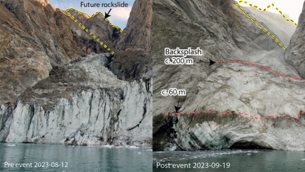 A landslide in a remote part of Greenland.