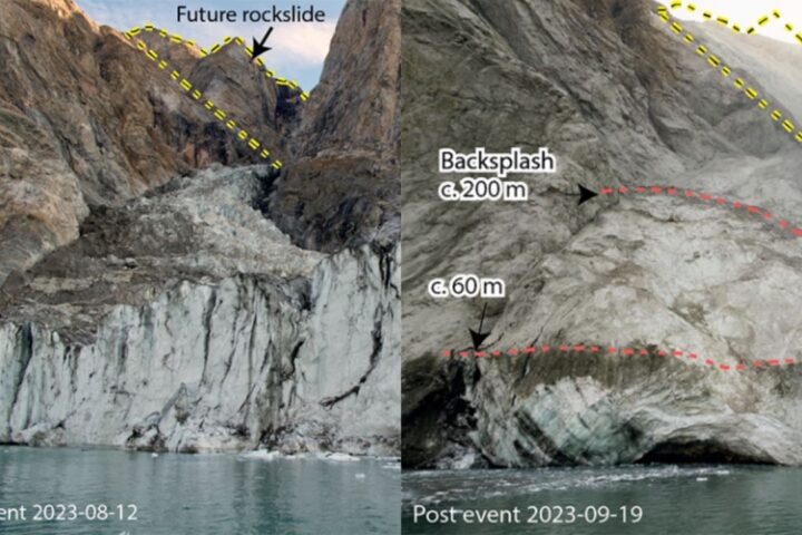 A landslide in a remote part of Greenland.