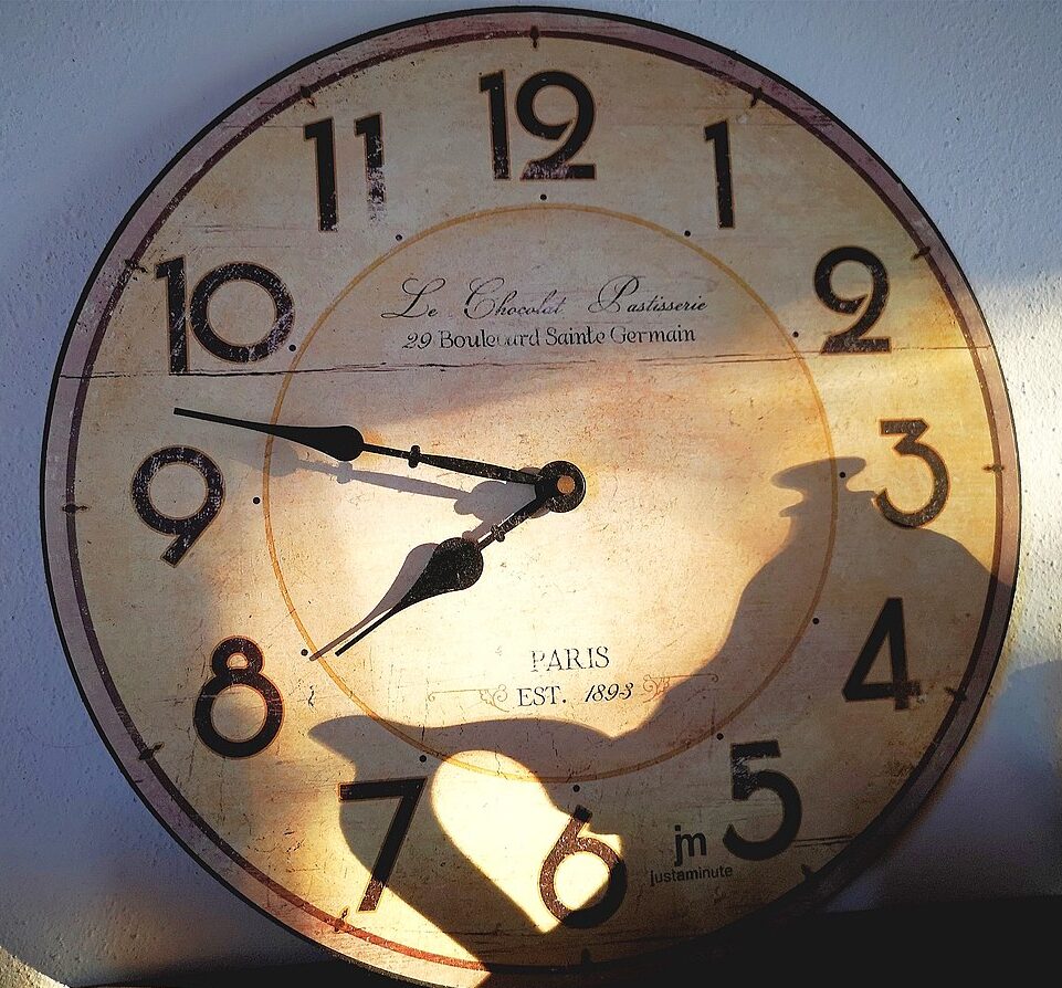 Wall clock in morning time.