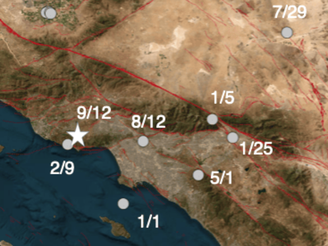 Points of earthquake in Malibu.