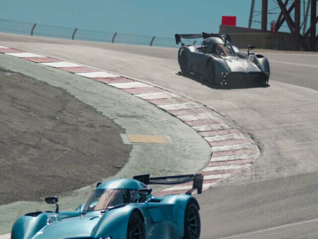 McMurtry showcase two cars running at Laguna Seca during 10 min public display, one accidentally beats EV record.