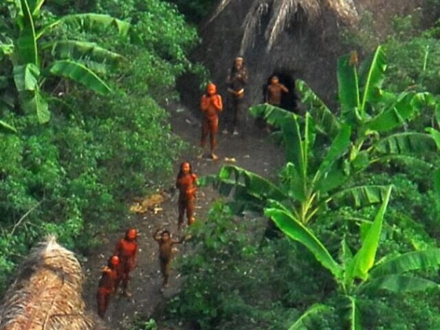 Isolated Indians in a village located in the Brazilian state of Acre.