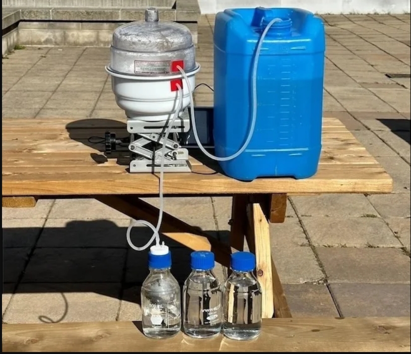 Mock-up of solar desalination system.