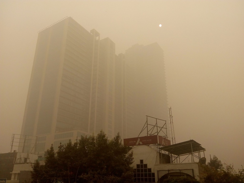 Air Pollution Fog in Delhi.